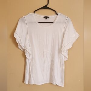 Massimo Dutti White Blouse with Ruffled Sleeves